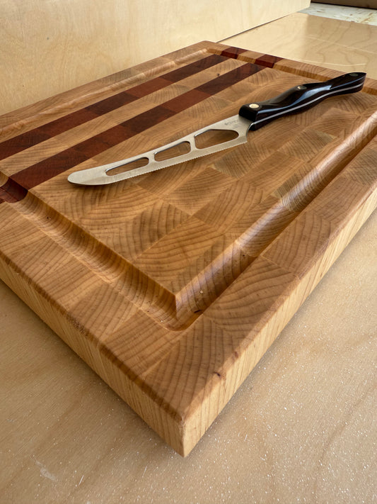 Maple & Sapele Endgrain Cutting Board 11x14x1.5" W/ Juice Groove