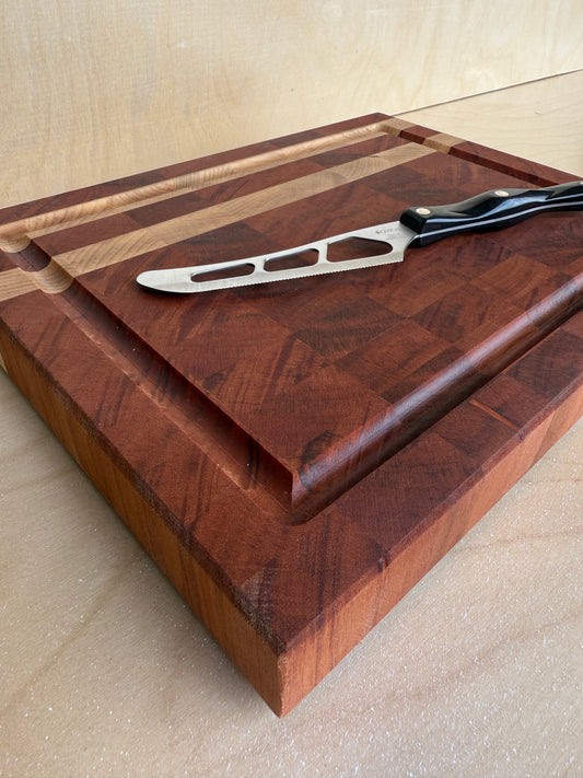 Sapele & Maple Endgrain Cutting Board 11x14x1.5" W/ Juice Groove