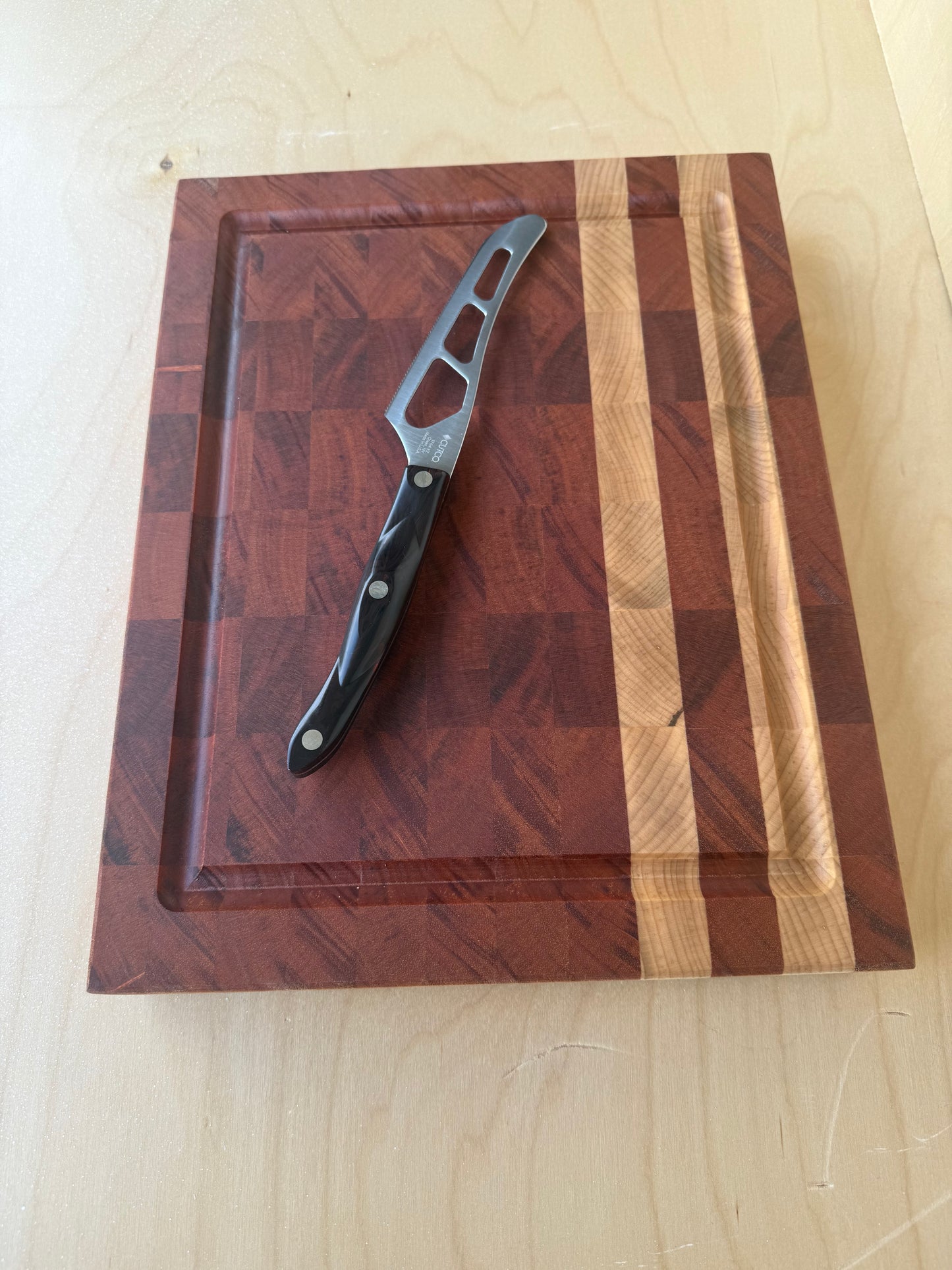 Sapele & Maple Endgrain Cutting Board 11x14x1.5" W/ Juice Groove