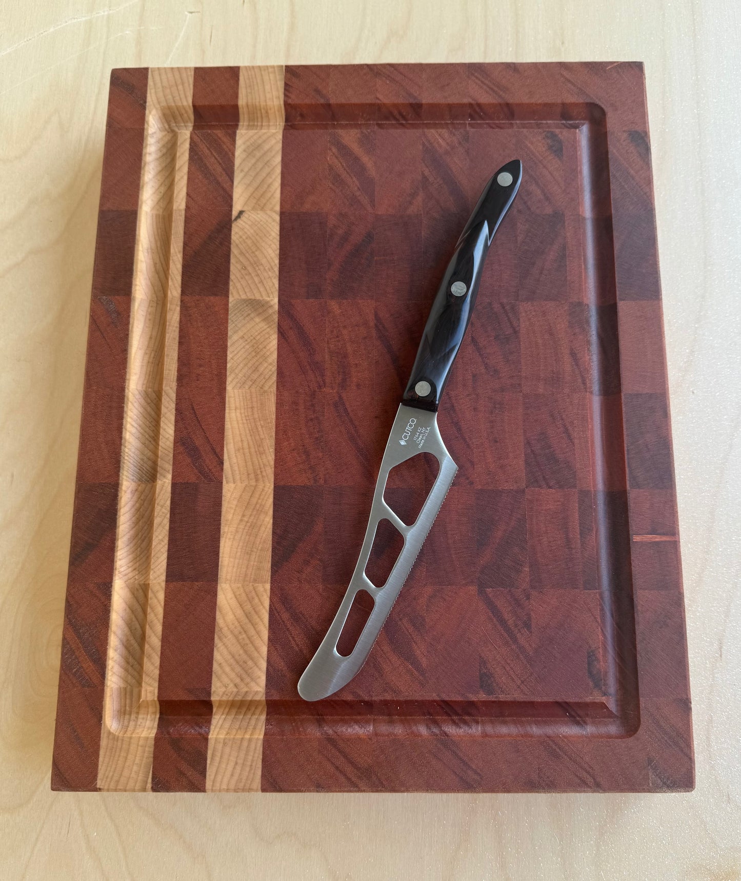 Sapele & Maple Endgrain Cutting Board 11x14x1.5" W/ Juice Groove