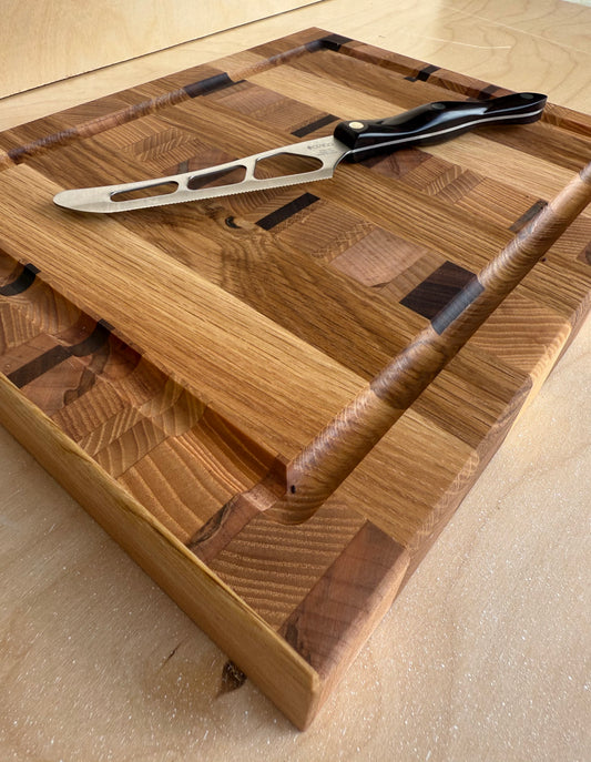 Walnut/Maple/Ash/White Oak Endgrain Cutting Board 11x14x1.5" W/ Juice Groove