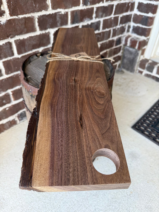 Live Edge Walnut Charcuterie Board w/ Finger Hold 28"x 6.5"