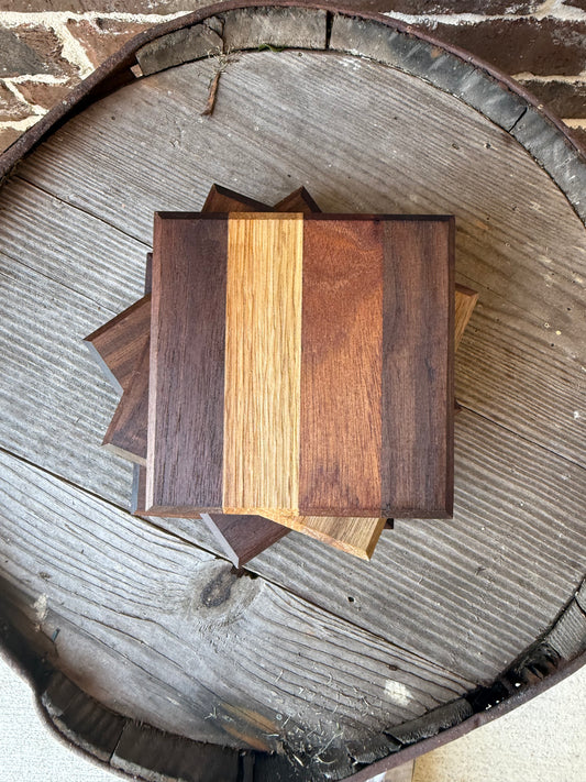Set of 4 Coasters Walnut, Cherry and Ash