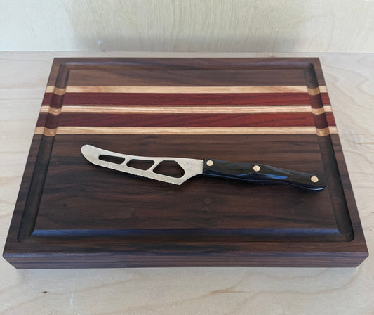 Walnut, Padauk and Ash Cutting Board 11"x 14"x 1.5" W/ Juice Groove